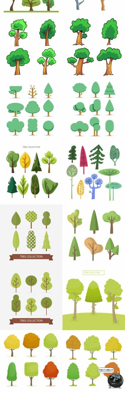 图片[4]-手绘卡通林地自然树木大树小树苗游戏风扁平装饰插画AI矢量素材-设计猿