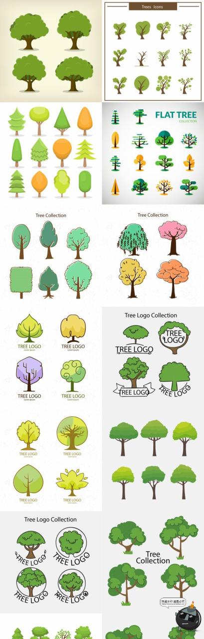 图片[5]-手绘卡通林地自然树木大树小树苗游戏风扁平装饰插画AI矢量素材-设计猿