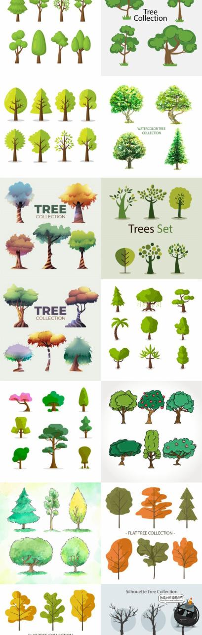 图片[6]-手绘卡通林地自然树木大树小树苗游戏风扁平装饰插画AI矢量素材-设计猿