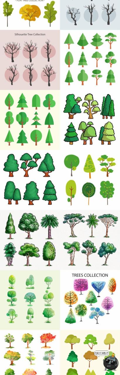 图片[7]-手绘卡通林地自然树木大树小树苗游戏风扁平装饰插画AI矢量素材-设计猿