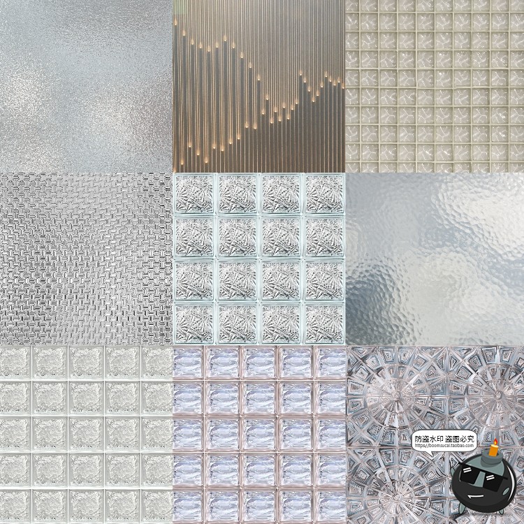 图片[6]-玻璃材质磨砂镭射幻彩拉丝钢化玻璃砖背景JPG图片后期合成素材-设计猿