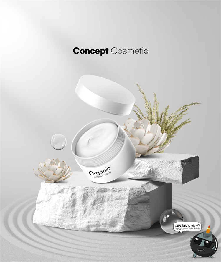 图片[10]-极简枯山水侘寂自然岩石植物展示台美妆主视觉海报PSD模板PS素材-设计猿