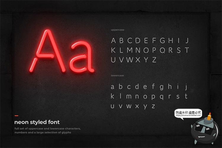 图片[3]-霓虹灯专题灯管配件建筑框架发光字特效PSD模板ASL样式字体素材-设计猿