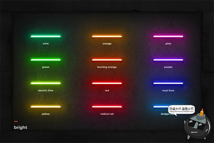 图片[13]-霓虹灯专题灯管配件建筑框架发光字特效PSD模板ASL样式字体素材-设计猿