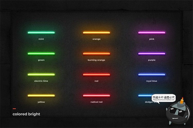 图片[16]-霓虹灯专题灯管配件建筑框架发光字特效PSD模板ASL样式字体素材-设计猿