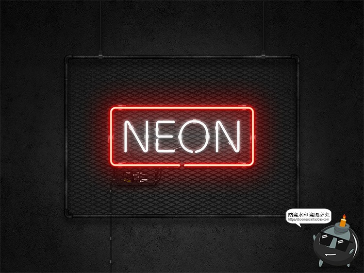 图片[19]-霓虹灯专题灯管配件建筑框架发光字特效PSD模板ASL样式字体素材-设计猿