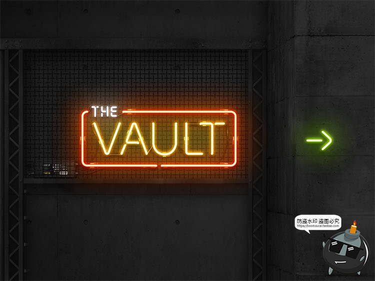 图片[20]-霓虹灯专题灯管配件建筑框架发光字特效PSD模板ASL样式字体素材-设计猿