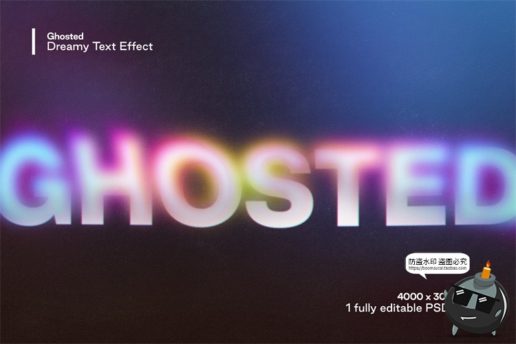 图片[1]-梦幻迷离扭曲都市霓虹渐变风格图层样式文字体特效PSD模板PS素材-设计猿