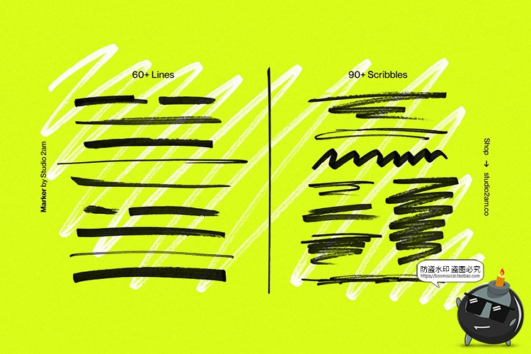 图片[3]-马克笔手绘涂鸦手写乱涂字母箭头标记符号元素PNG免抠图片素材-设计猿