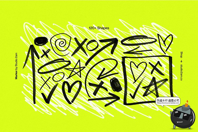 图片[4]-马克笔手绘涂鸦手写乱涂字母箭头标记符号元素PNG免抠图片素材-设计猿