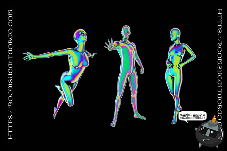 图片[1]-像仪彩主视觉酷炫全息镭射渐变热虹渐变抽象人物PNG免抠图素材-设计猿