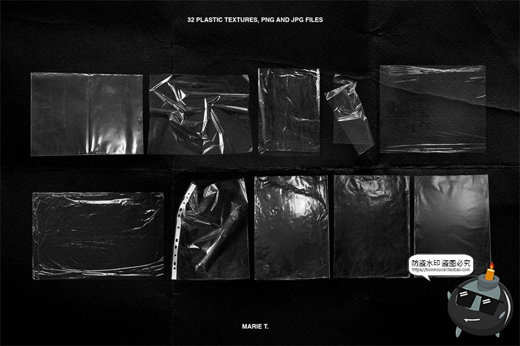 图片[7]-潮流透明塑料铝箔褶皱胶带包装专题碎纸标签后期合成PNG元素素材-设计猿