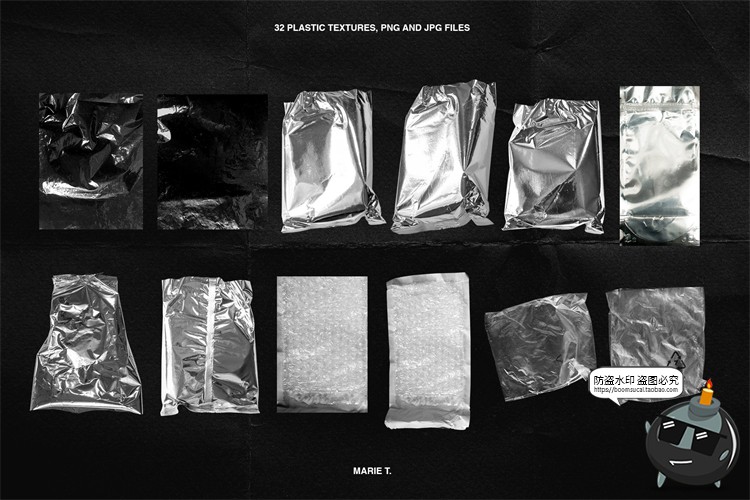 图片[8]-潮流透明塑料铝箔褶皱胶带包装专题碎纸标签后期合成PNG元素素材-设计猿