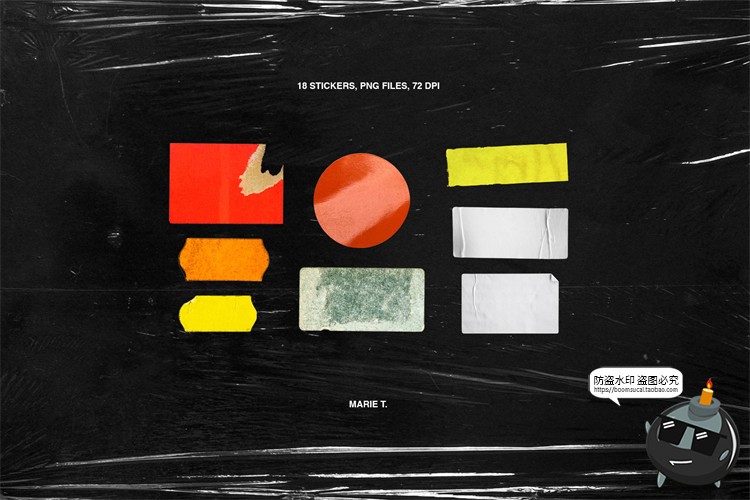 图片[11]-潮流透明塑料铝箔褶皱胶带包装专题碎纸标签后期合成PNG元素素材-设计猿