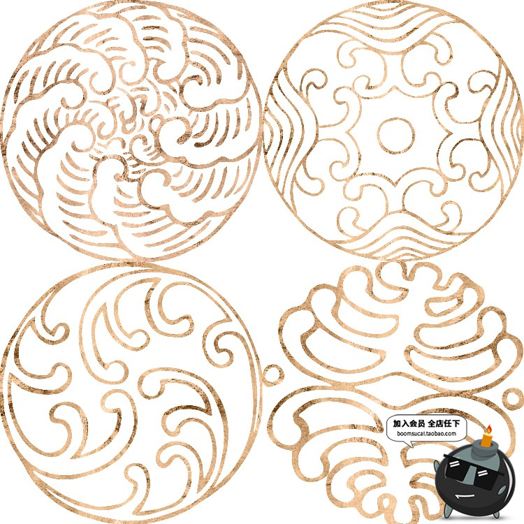 图片[2]-烫金豪华日式和风祥云手绘纹理背景印花印刷图案JPG素材PNG图案-设计猿