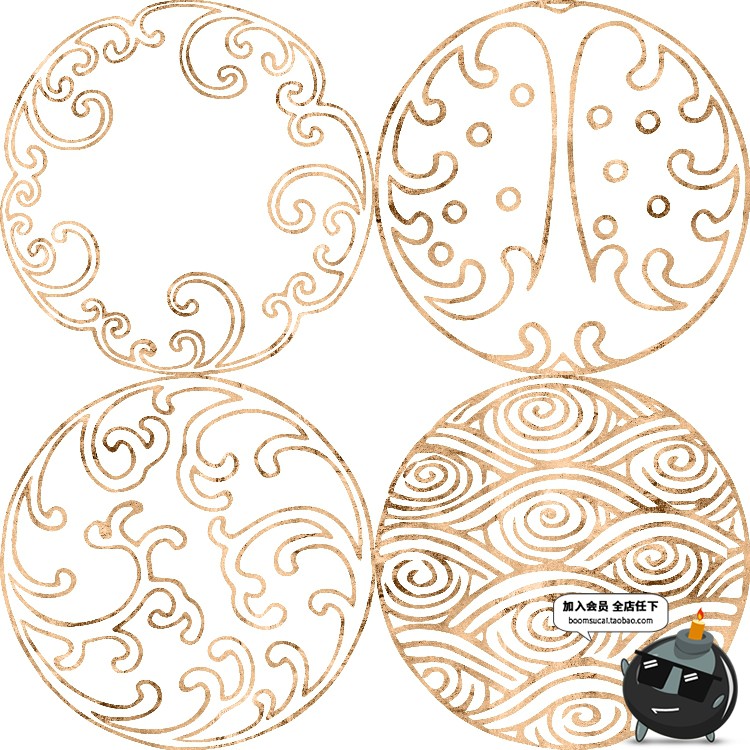 图片[3]-烫金豪华日式和风祥云手绘纹理背景印花印刷图案JPG素材PNG图案-设计猿