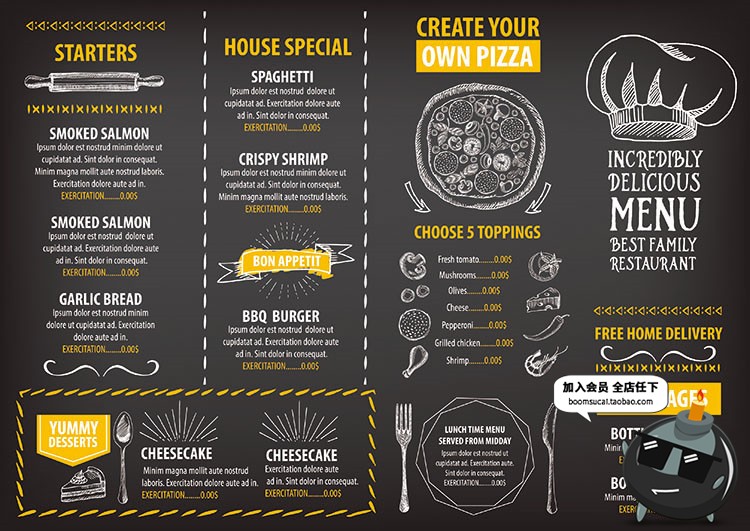 图片[14]-黑板粉笔手绘西式菜单奶茶咖啡厅点餐单餐牌价目表AI矢量模板素材-设计猿