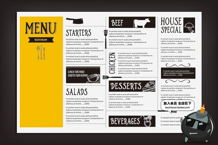 图片[22]-黑板粉笔手绘西式菜单奶茶咖啡厅点餐单餐牌价目表AI矢量模板素材-设计猿