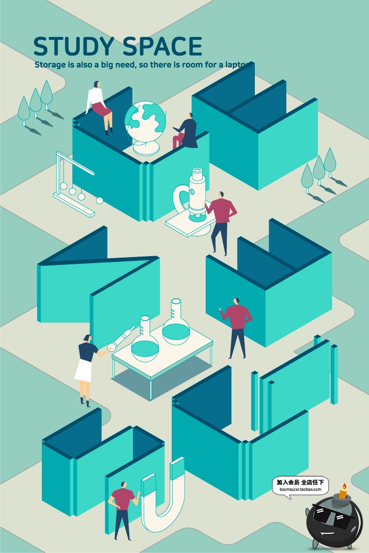 图片[7]-2.5D创意立体科技智能商务办公空间职场插画AI矢量海报设计素材-设计猿