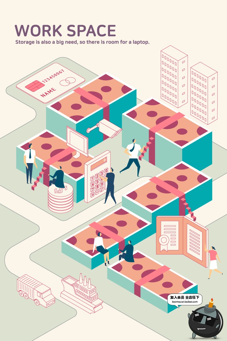 图片[13]-2.5D创意立体科技智能商务办公空间职场插画AI矢量海报设计素材-设计猿