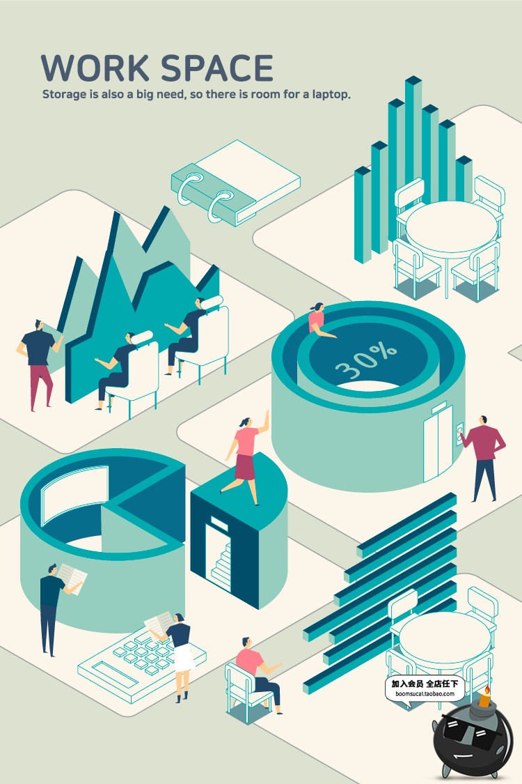 图片[14]-2.5D创意立体科技智能商务办公空间职场插画AI矢量海报设计素材-设计猿