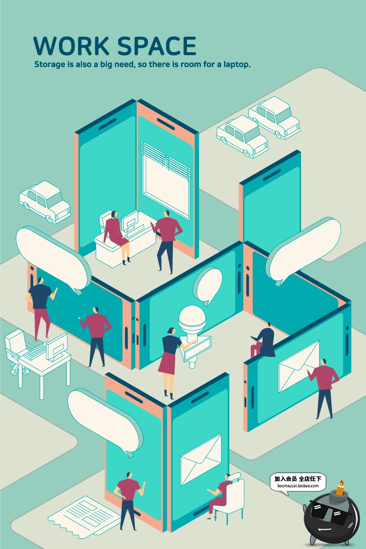 图片[16]-2.5D创意立体科技智能商务办公空间职场插画AI矢量海报设计素材-设计猿