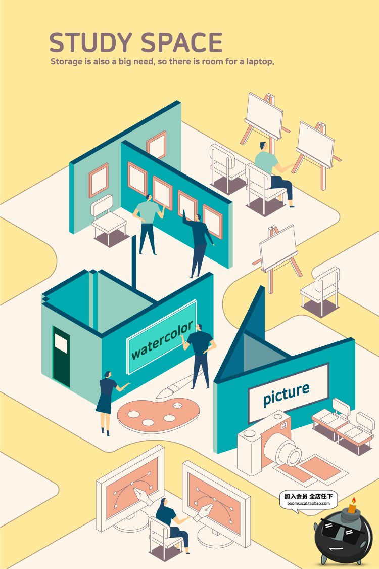 图片[20]-2.5D创意立体科技智能商务办公空间职场插画AI矢量海报设计素材-设计猿