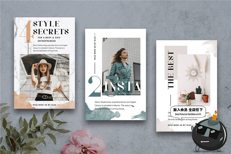 图片[7]-欧式时尚水彩文艺杂志风图文排版服装新品海报PSD模板PS设计素材-设计猿