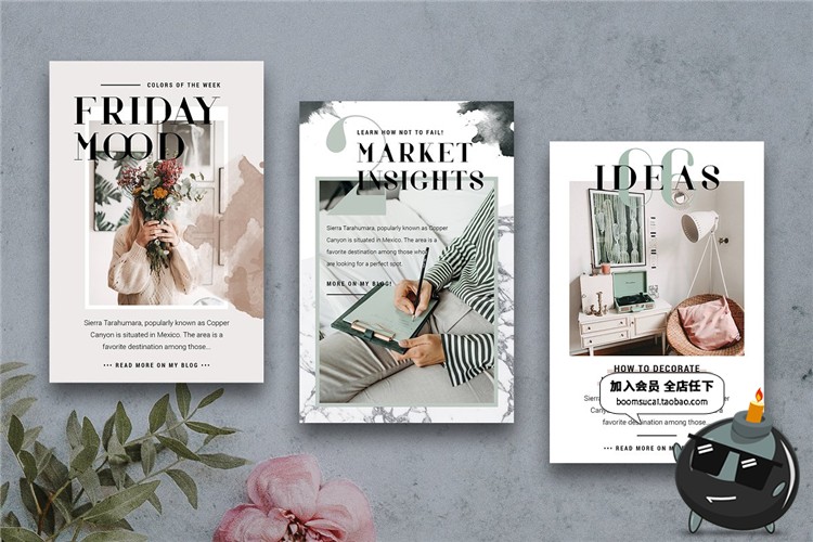 图片[8]-欧式时尚水彩文艺杂志风图文排版服装新品海报PSD模板PS设计素材-设计猿