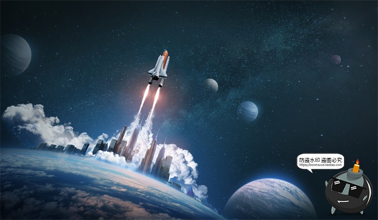 图片[7]-未来科幻宇航员火箭航天宇宙卫星主视觉海报PSD分层模板PS素材-设计猿