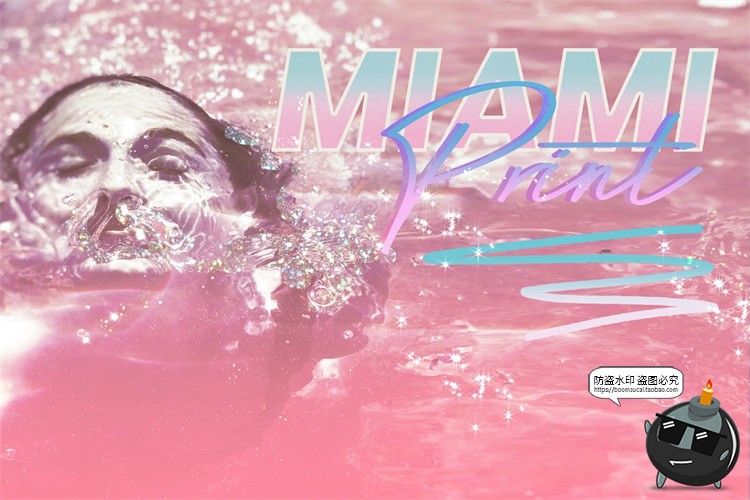 图片[9]-迈阿密蒸气波专题霓虹背景特效字柔和美学艺术浪漫PSD模板素材-设计猿
