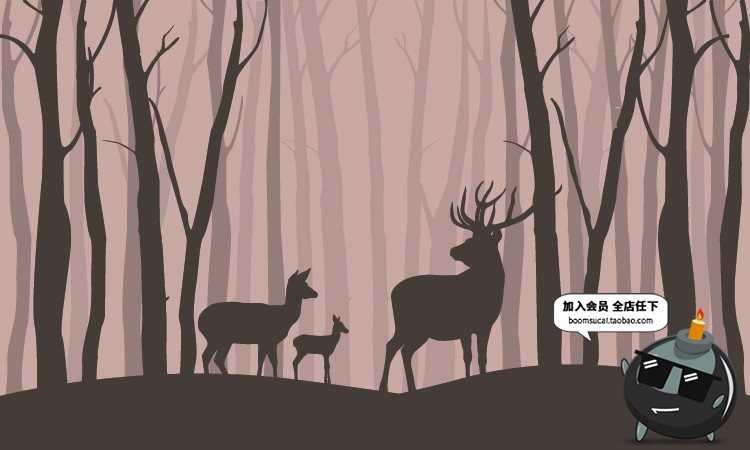 图片[4]-简约森林麋鹿剪影动物海报壁画配图印刷墙纸AI矢量设计素材模板-设计猿