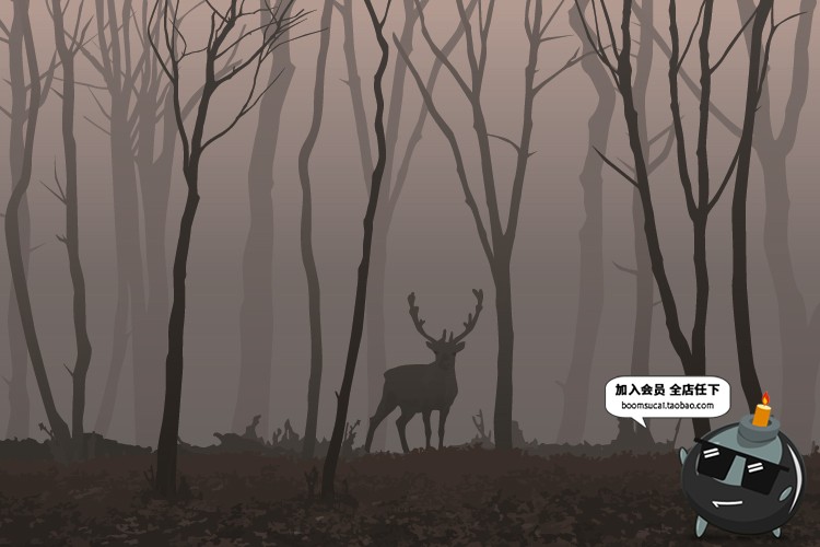 图片[8]-简约森林麋鹿剪影动物海报壁画配图印刷墙纸AI矢量设计素材模板-设计猿