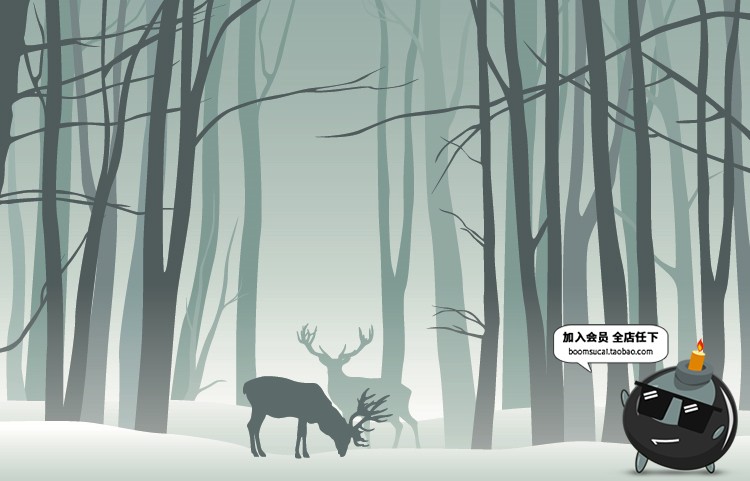 图片[10]-简约森林麋鹿剪影动物海报壁画配图印刷墙纸AI矢量设计素材模板-设计猿