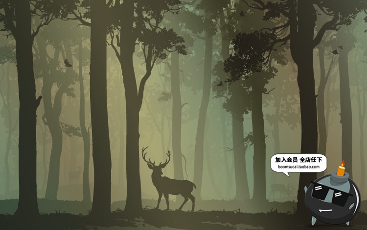 图片[11]-简约森林麋鹿剪影动物海报壁画配图印刷墙纸AI矢量设计素材模板-设计猿