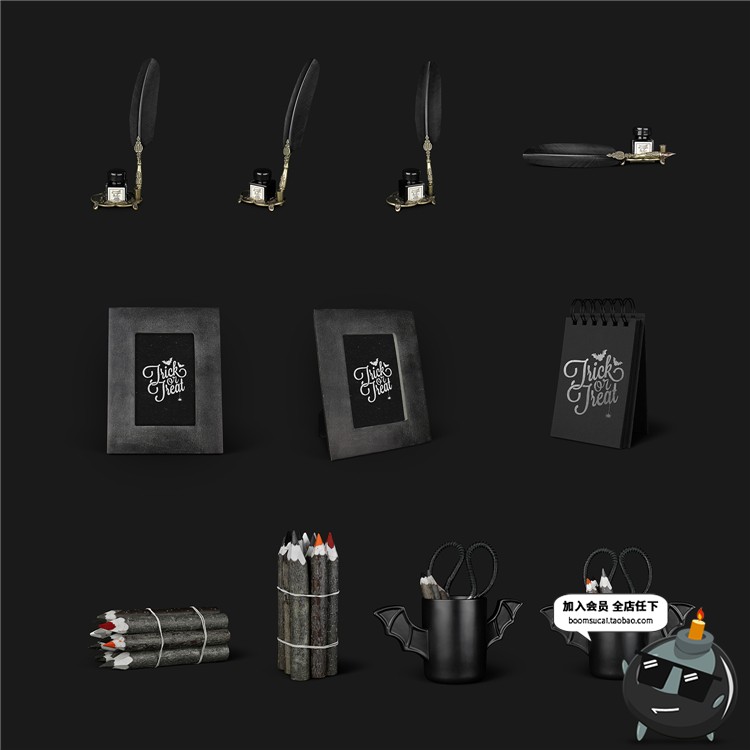 图片[6]-万圣节场景海报南瓜灯墓碑骷髅模型海报装饰元素物品PSD模板素材-设计猿