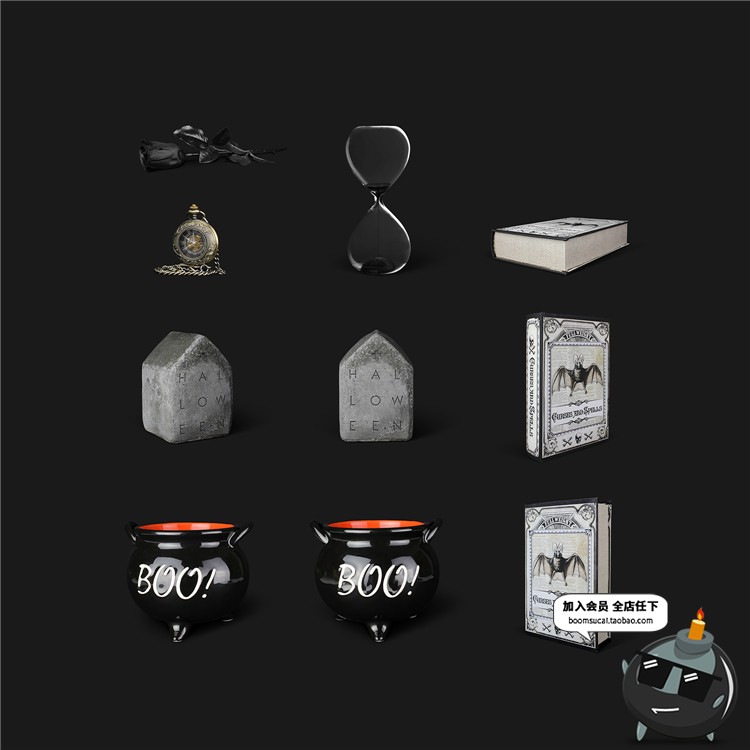 图片[7]-万圣节场景海报南瓜灯墓碑骷髅模型海报装饰元素物品PSD模板素材-设计猿