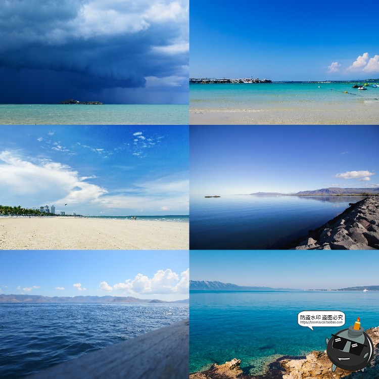 图片[1]-大海沙滩风景沙子海边清澈水海洋地平线图片后期合成JPG高清素材-设计猿