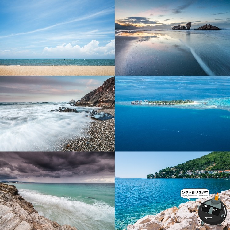 图片[3]-大海沙滩风景沙子海边清澈水海洋地平线图片后期合成JPG高清素材-设计猿