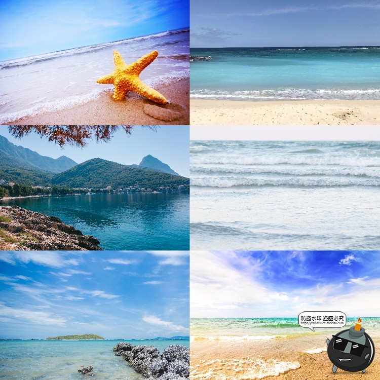 图片[5]-大海沙滩风景沙子海边清澈水海洋地平线图片后期合成JPG高清素材-设计猿