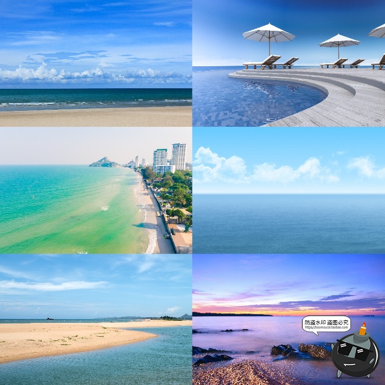 图片[7]-大海沙滩风景沙子海边清澈水海洋地平线图片后期合成JPG高清素材-设计猿