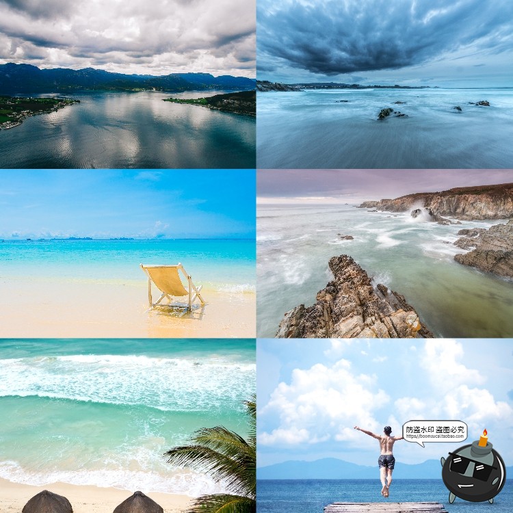 图片[8]-大海沙滩风景沙子海边清澈水海洋地平线图片后期合成JPG高清素材-设计猿