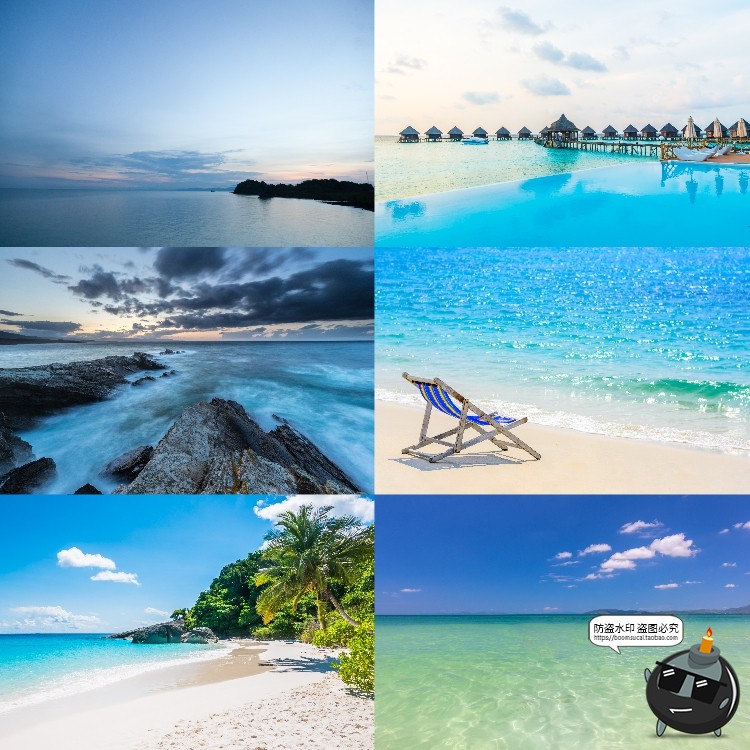 图片[9]-大海沙滩风景沙子海边清澈水海洋地平线图片后期合成JPG高清素材-设计猿