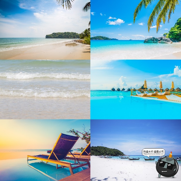 图片[11]-大海沙滩风景沙子海边清澈水海洋地平线图片后期合成JPG高清素材-设计猿