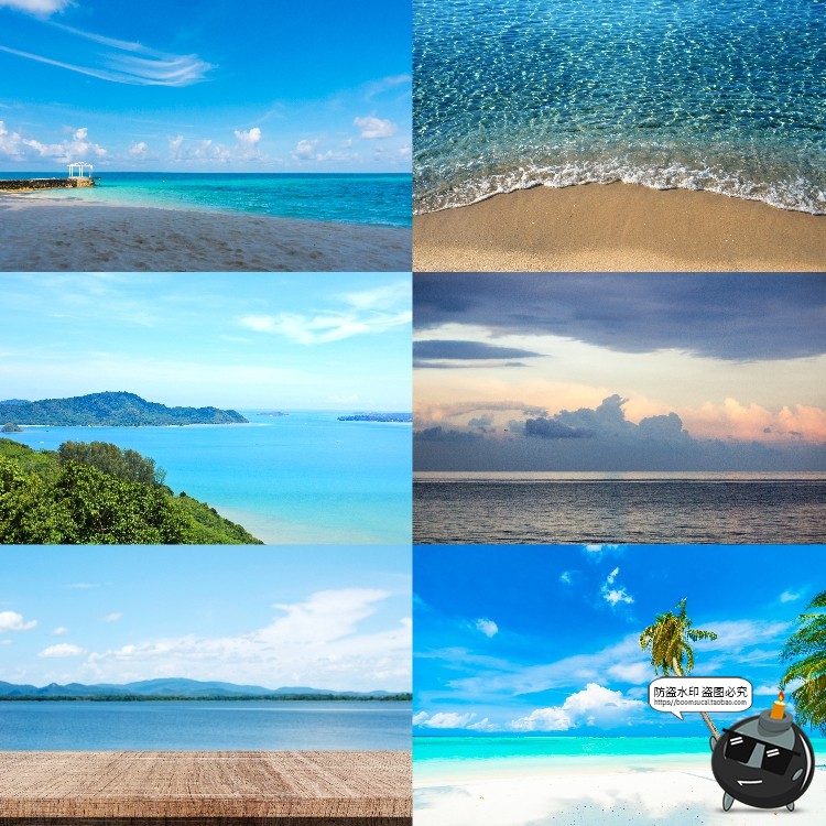 图片[18]-大海沙滩风景沙子海边清澈水海洋地平线图片后期合成JPG高清素材-设计猿