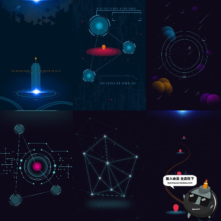 图片[1]-高科技科幻全息立体3D数据统计显示游戏广告海报装饰PSD素材元素-设计猿