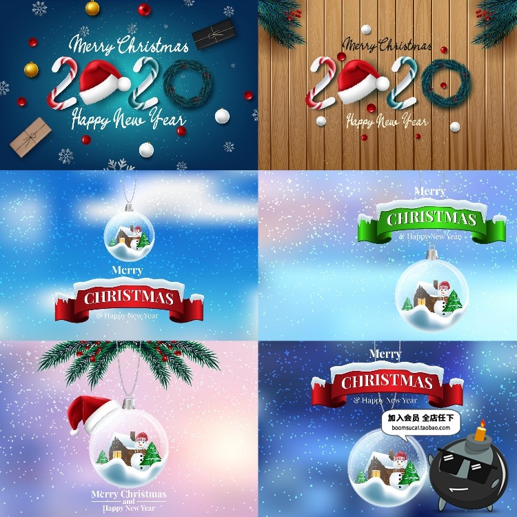 图片[1]-精美圣诞节主题水晶球背景圣诞节木板背景海报广告AI矢量设计素材-设计猿
