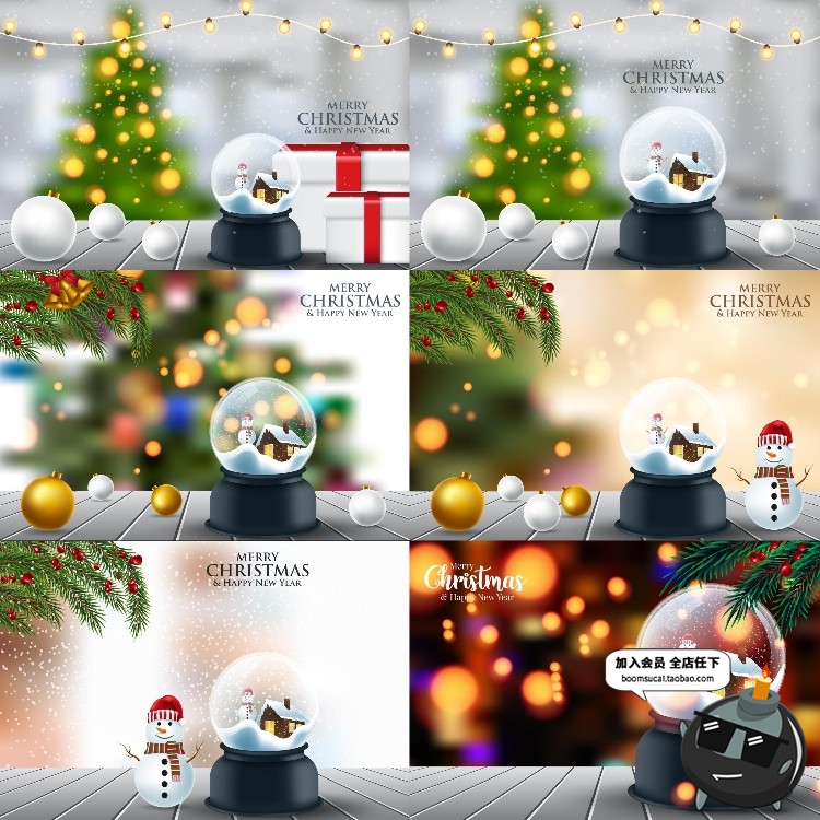 图片[3]-精美圣诞节主题水晶球背景圣诞节木板背景海报广告AI矢量设计素材-设计猿