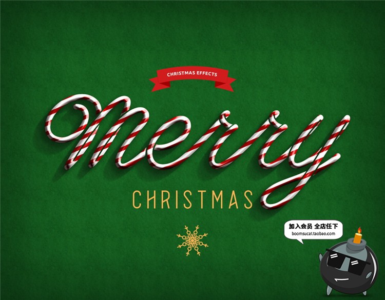 图片[4]-3D圣诞节广告海报立体字体PS特效字图层ASL样式PSD模板设计素材-设计猿