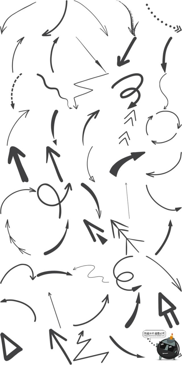图片[3]-手绘箭头卡通扭曲弯曲箭头指向标志AI矢量PNG免抠装饰元素素材-设计猿